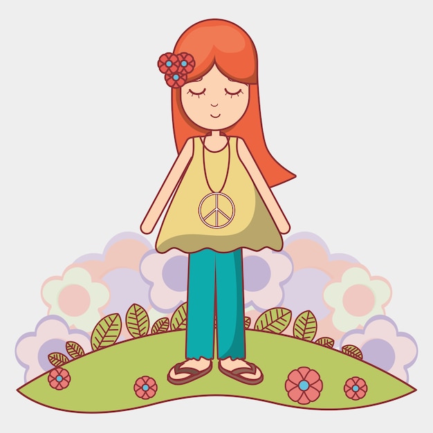 Woman relaxing with flowers icon