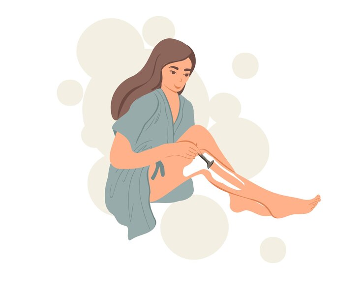 Vector a woman removes hair from her legs. depilation or epilation. skin care concept.