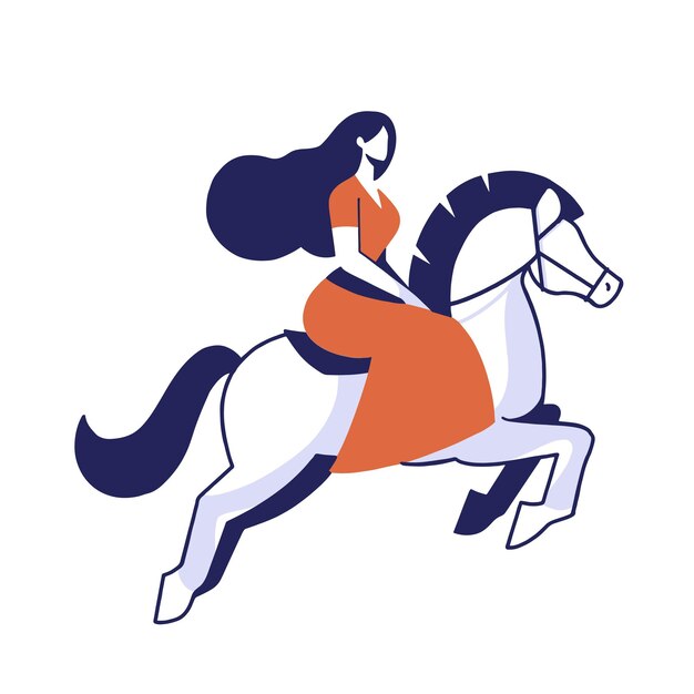 Woman ride a horse elegantly