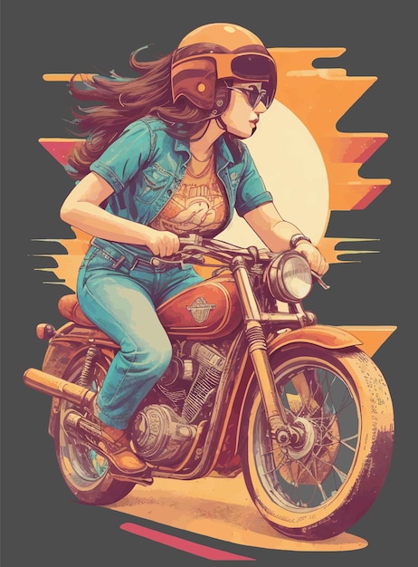 Vector woman ride illustration