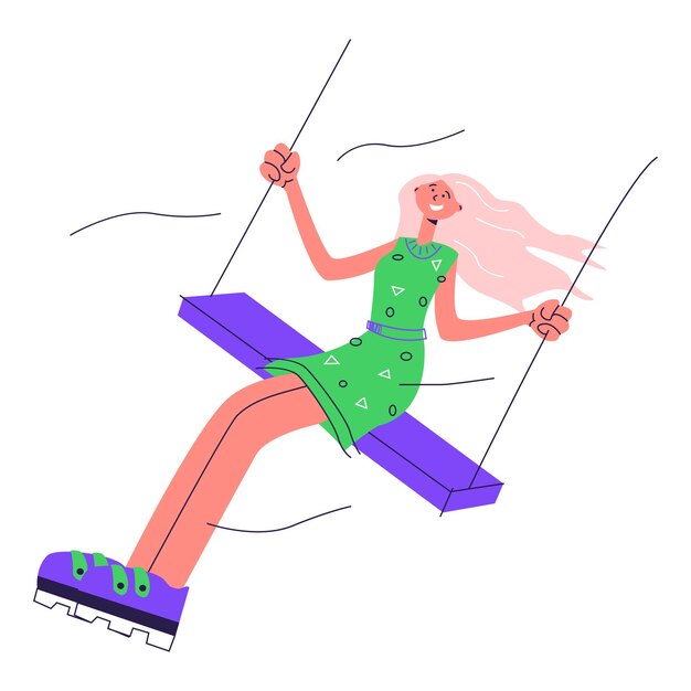 Woman rides a swing