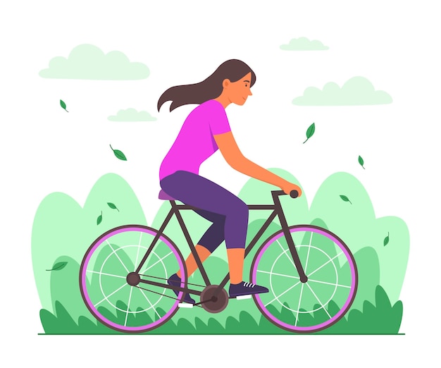 Woman Riding a Bicycle in Public Park