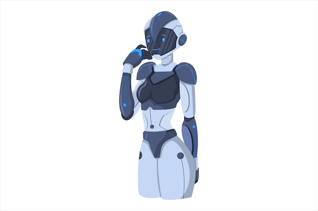 Vector woman robot character design illustration