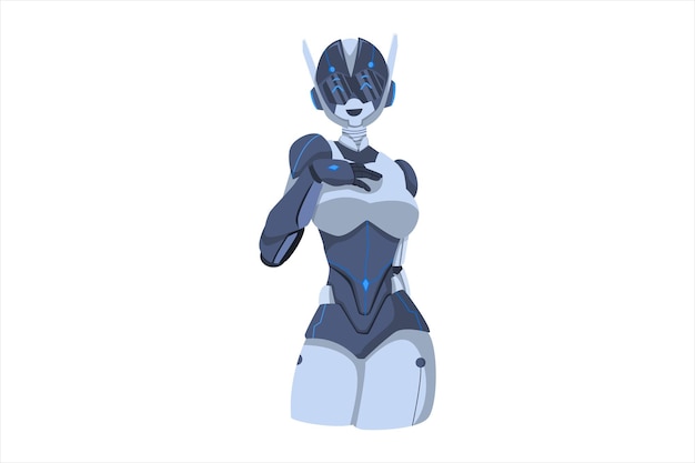 Vector woman robot character design illustration