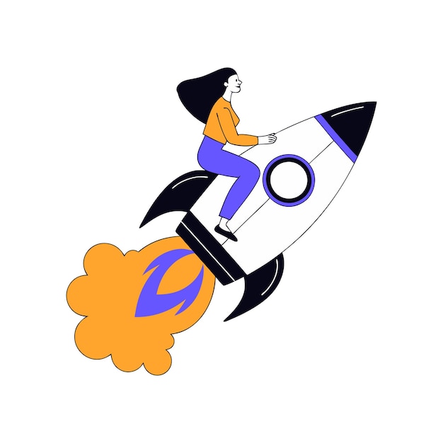 Woman on Rocket to Success
