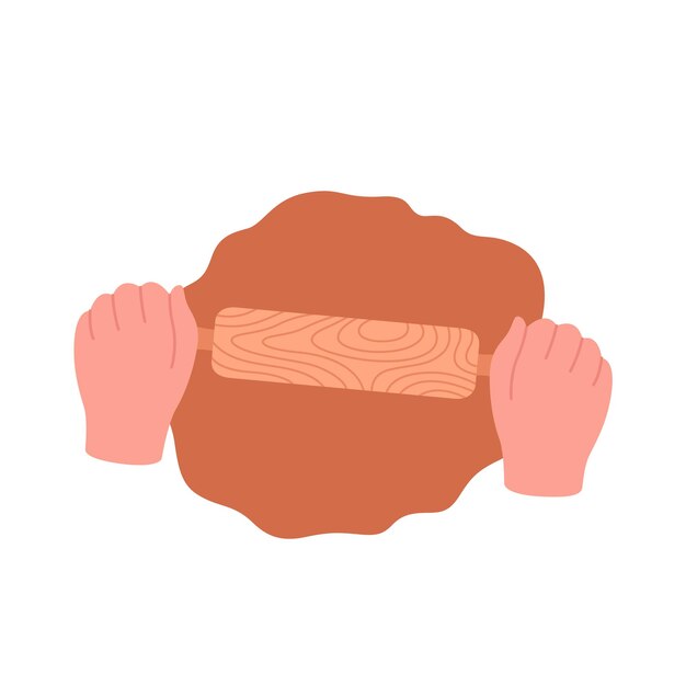 Вектор Женщина раскатывает тесто. процесс изготовления домашнего печенья, кондитерских изделий, хлебобулочных изделий. кулинарный класс
