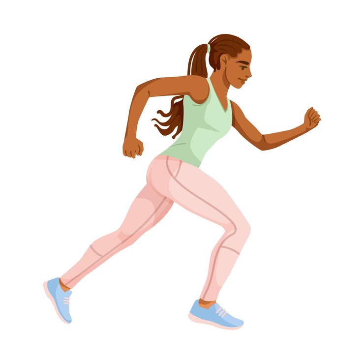 Vector woman running in athletic gear on white background vector illustration