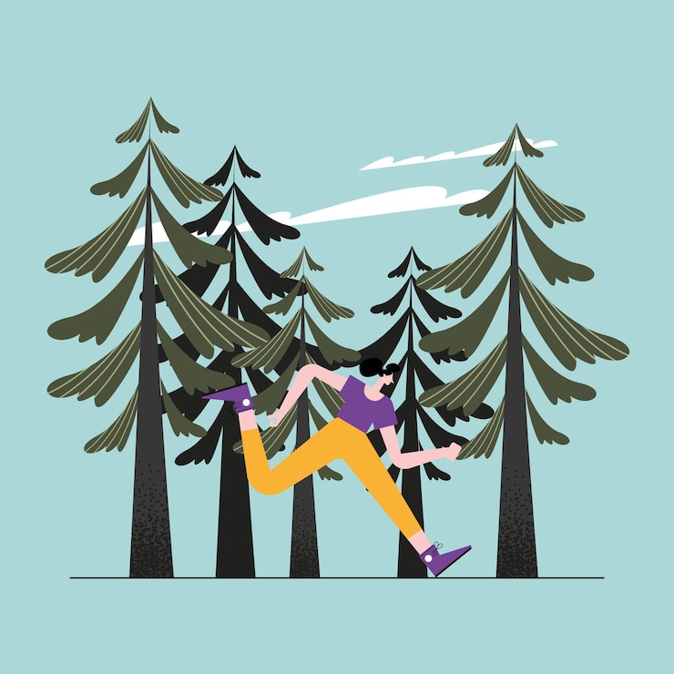 Vector woman running character scene