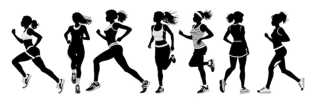 Premium Vector  Woman running in a marathon on a white background