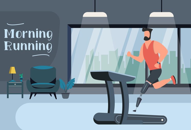 Vector woman running in modern style. vector illustration