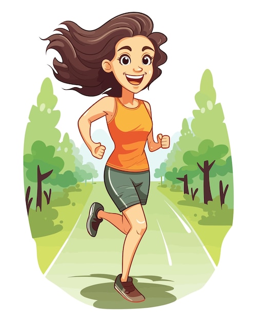 woman jogging cartoon