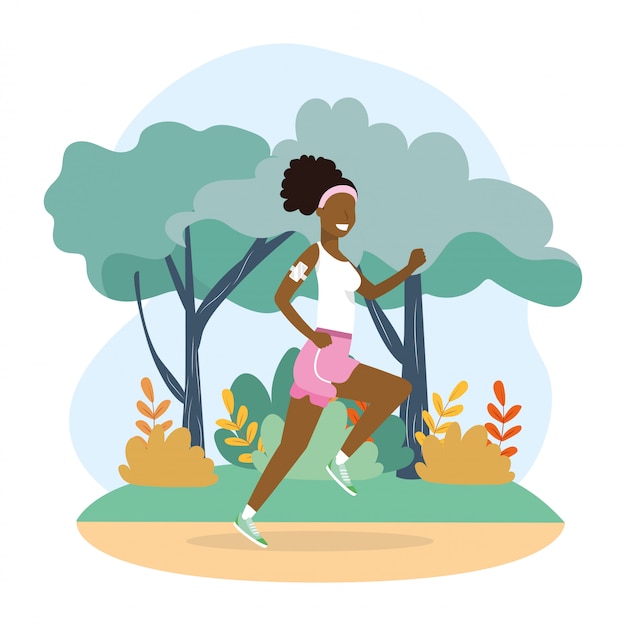 Vector woman running practice fitness exercise