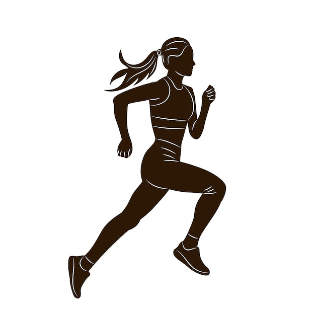 Vettore silhouette di donna in corsa su sfondo bianco vettore