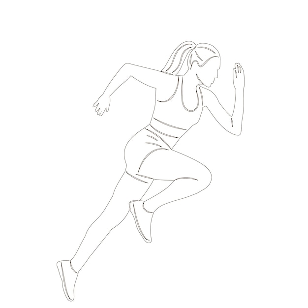 woman running sketch on white background vector