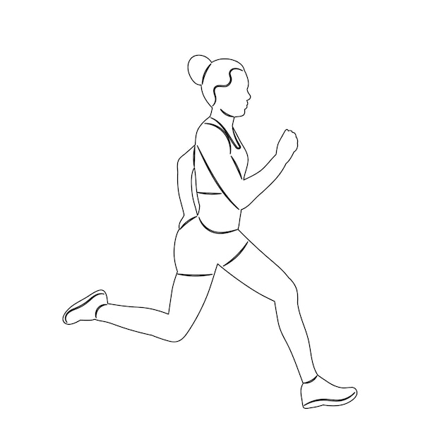 woman running sketch on white background vector