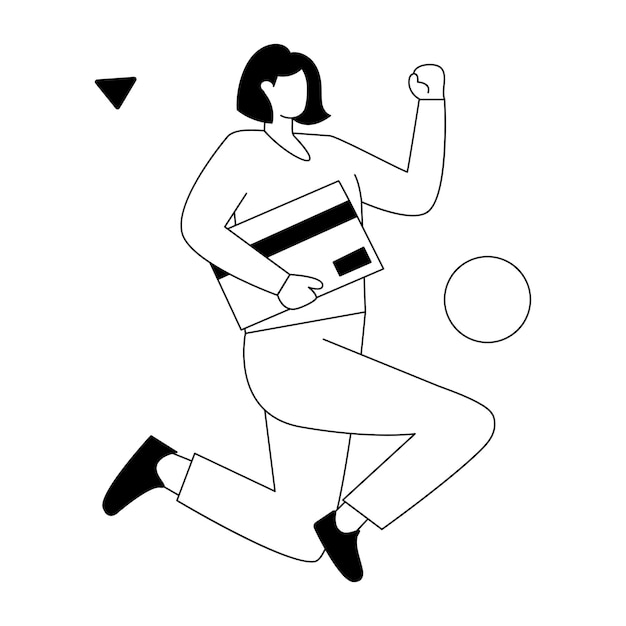 a woman running with a box in her hand.