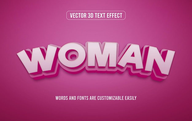 Woman's day 3d editable text effect style