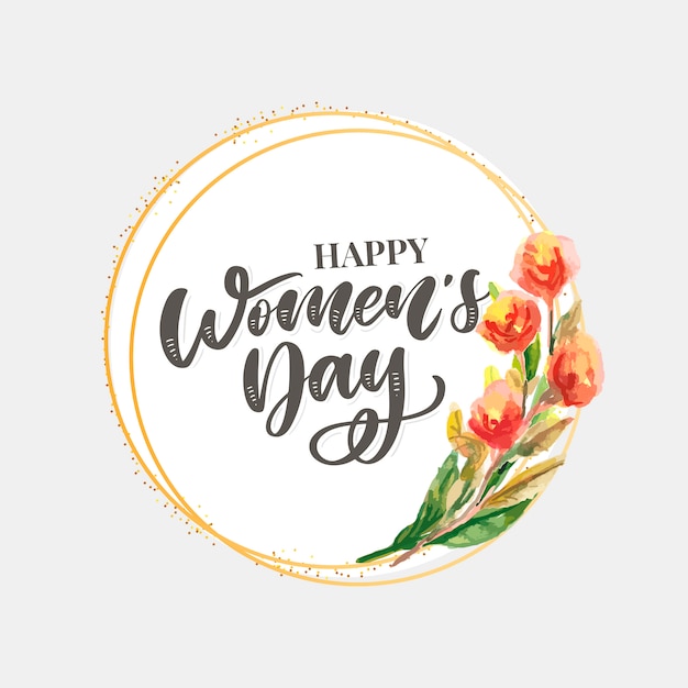 Woman s Day text design with flowers