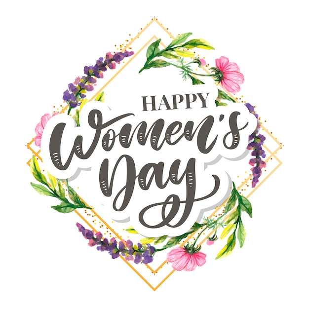 Vector woman s day text design with flowers