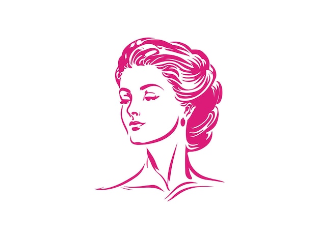 The woman's face is a vector illustration of a woman.