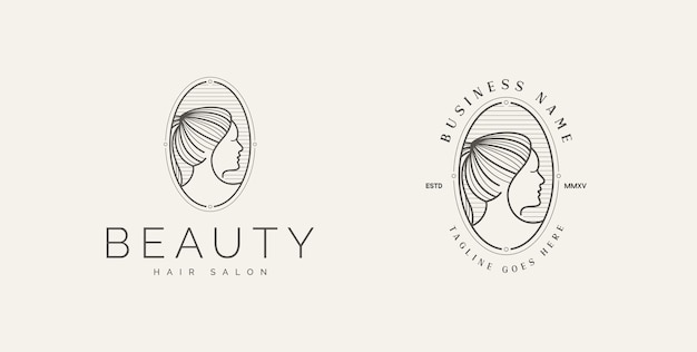 A woman's face with elegant and beautiful line art design