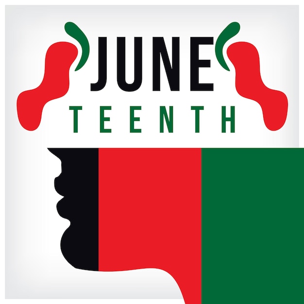 A woman's face with the word juneteenth on it