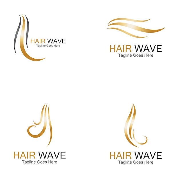 Vector woman's hair logo hair wave icon vector template