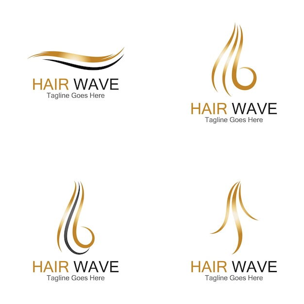 女性の髪のロゴの髪の波のアイコンベクトルテンプレート