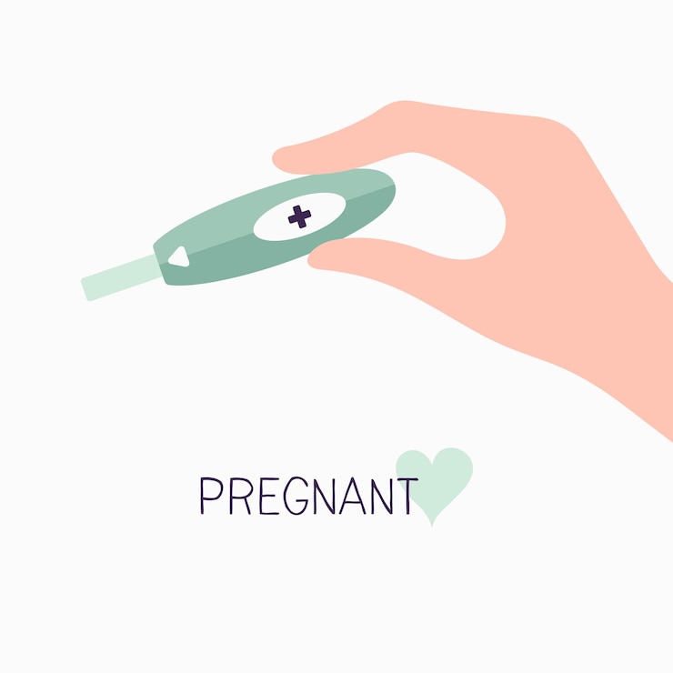 Vector woman's hand holding positive pregnancy test flat style vector illustration