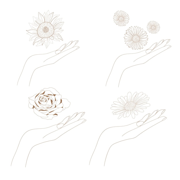 Vector woman's hand with flower