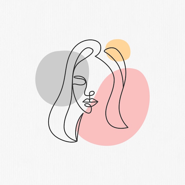 Woman's head with drawing line illustration