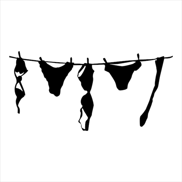 Premium Vector  Woman's underwear clothesline vector silhouette design