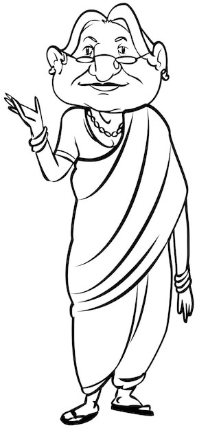 Vector a woman in a saree with a saree on her head