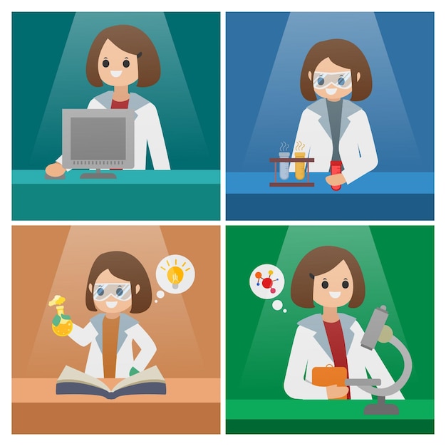 Vector woman science mind character