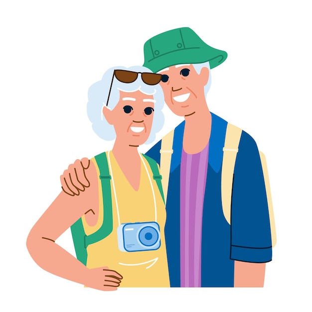 Вектор Женщина пожилая пара отпуск вектор мужчина счастливая пенсия любовь мужчина женщина женщина пожилая пара отпуск персонаж люди плоская иллюстрация шаржа