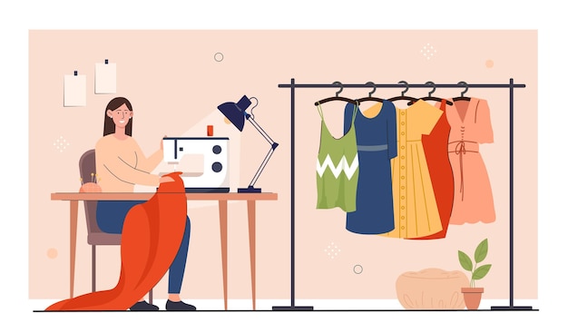 woman sews concept