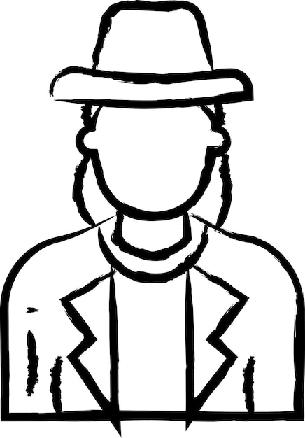 Woman Sheriff hand drawn vector illustration