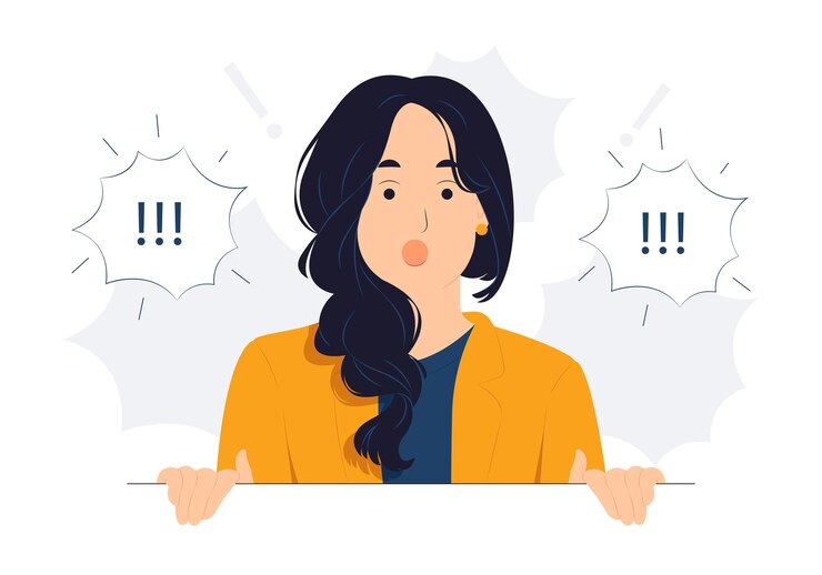 충격을 받은 여성은 놀라운 가십 개념 삽화를 듣고 깜짝 놀란 말을 할 수 없는 목격자가 손으로 입을 막고 계시에 놀라 헐떡이는 당신을 바라보고 있습니다