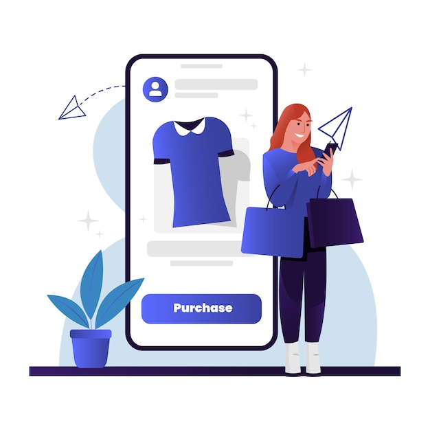 Woman shopping by ecommerce use phone