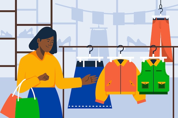 woman shopping for clothes in a store