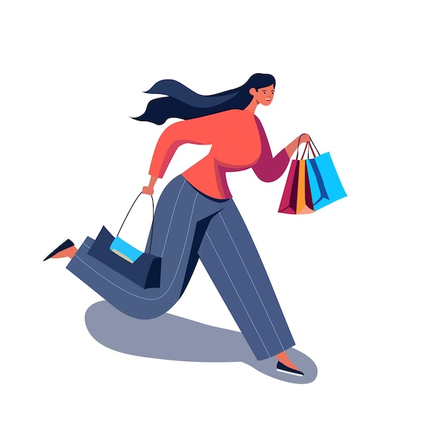 Vettore concetto dello shopping donna