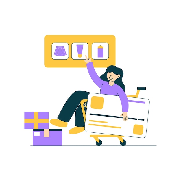 Woman shopping flat design