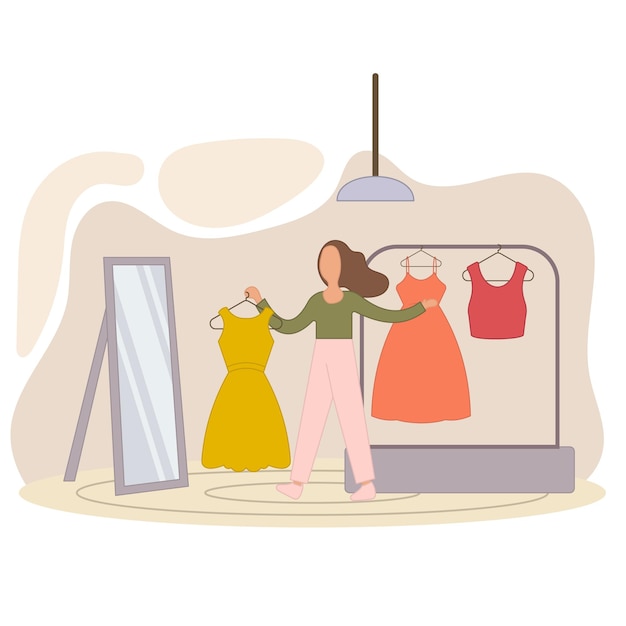 Woman Shopping Illustration Scene