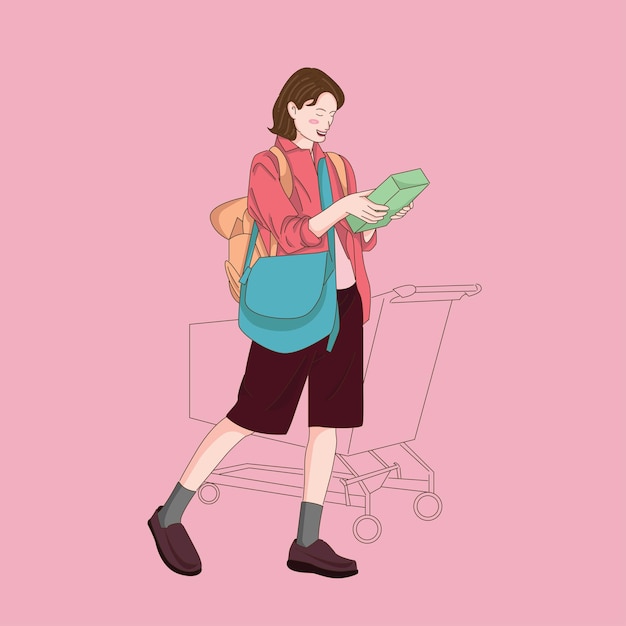 女性の買い物時間 イラスト