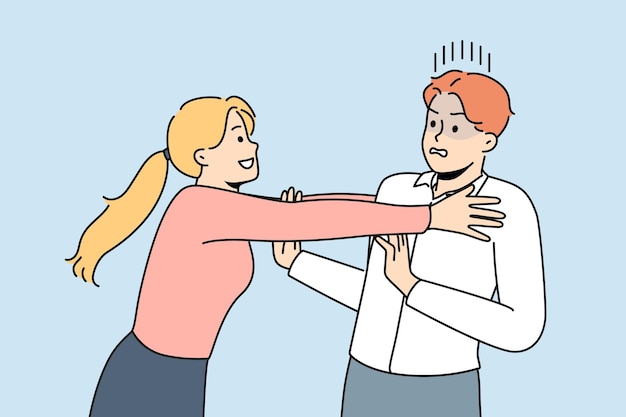 여자는 좌절한 남자에게 애정을 보인다