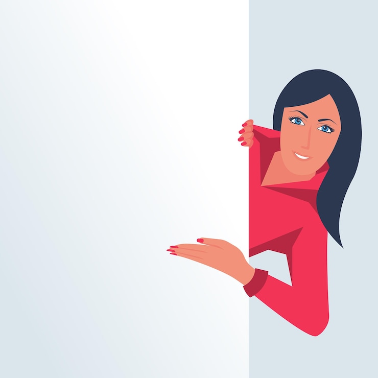 Vector woman showing blank sign board vector