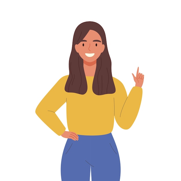 Woman showing index finger up Idea illustration