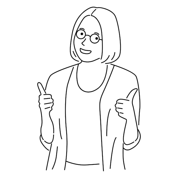 Vector woman showing two thumbs up