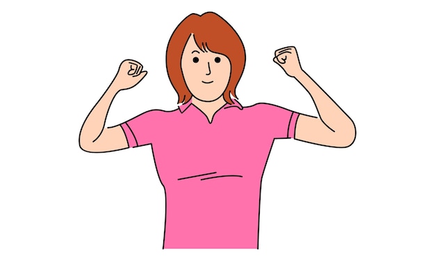 Vector woman shows her biceps. girl power