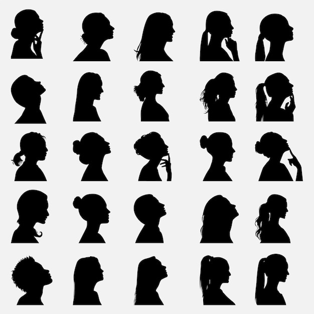 Vector woman side face silhouette design template